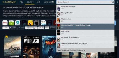 So komfortable gestaltet sich die Suche mit JustWatch