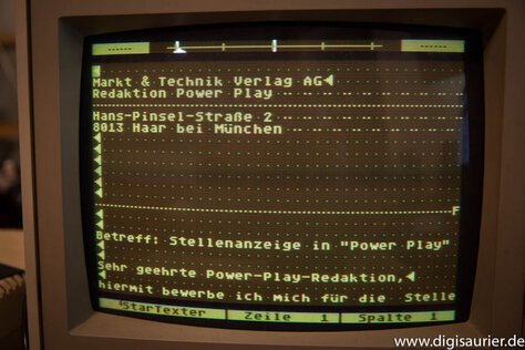 Flashback: Auf der Startexter-Diskette habe ich sogar meine alte Bewerbung bei der Power Play gefunden.