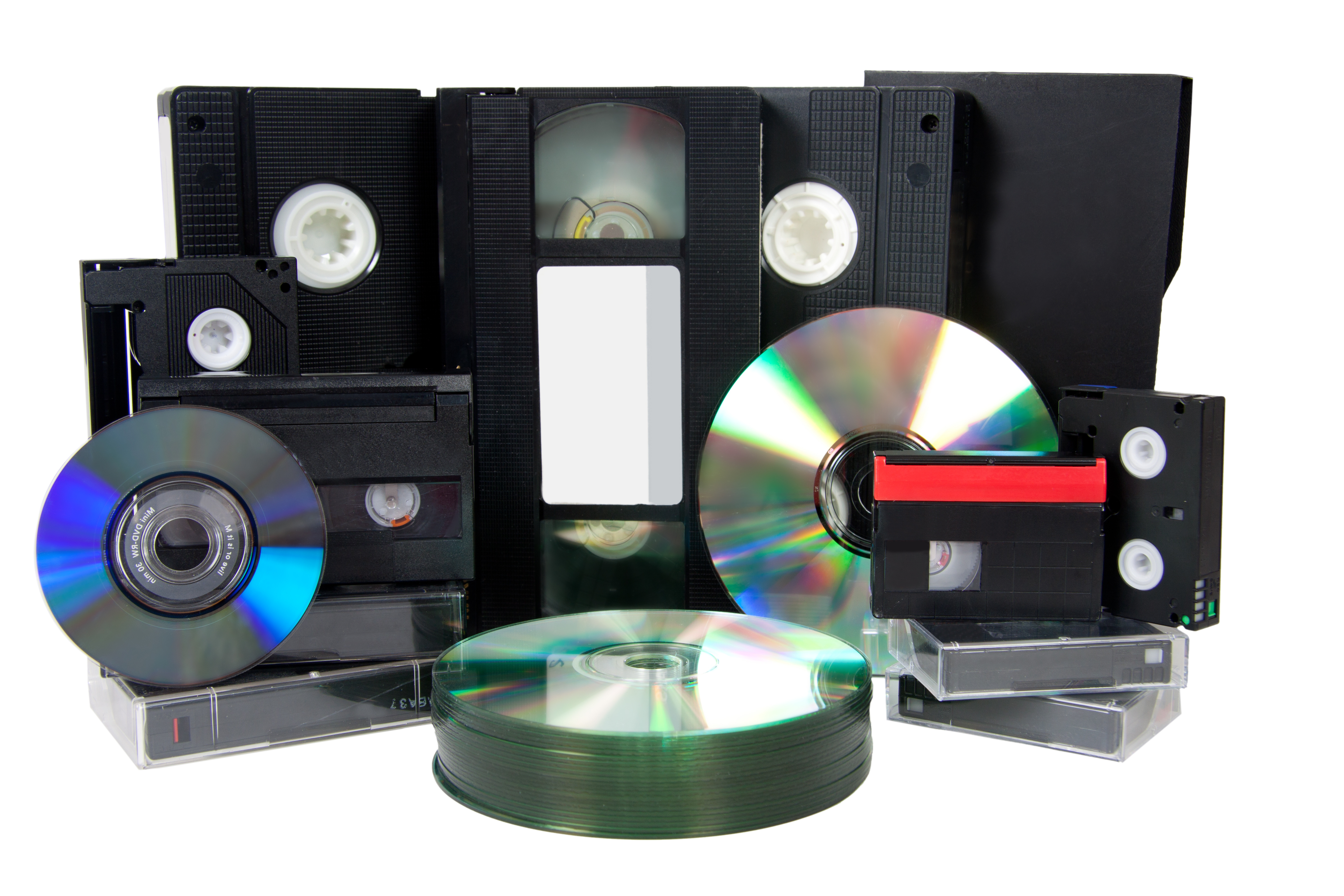 Cassette case tapes, discs, open reel videotapes like 1 inch and 2 inch quad can all be digitized with working machines. The longer you wait the bigger chance you take for loss of the content.