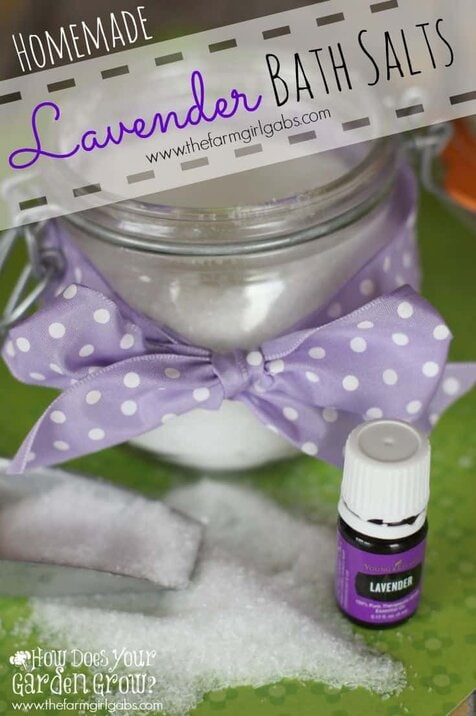 Relax and unwind after a long day with this easy Homemade Lavender Bath Salts made with Young Living lavender essential oil.