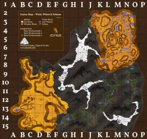 Icarus Map mit allen bisher bekannten Höhlen