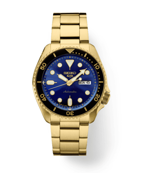 Seiko 5 Sports Navy Dial Gold Tone