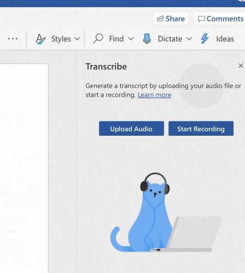 Transcribe-in-Word-Feature