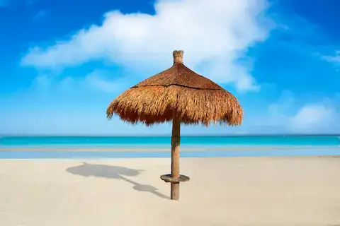 palapas y sillas en la playa