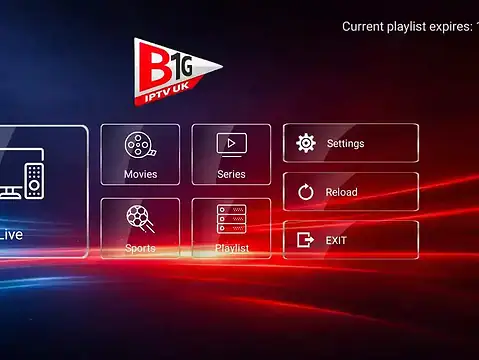 B1G IPTV Player app streaming live TV channels on Firestick and Android TV