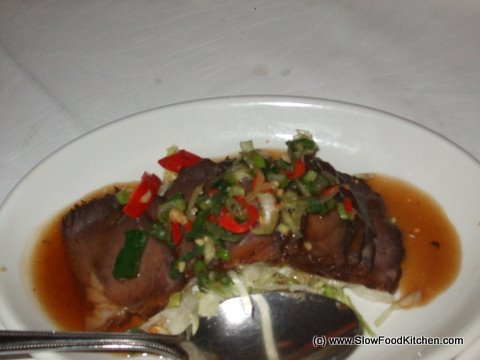 Dried beef boiled in wine 5 spice with hidden bird's eye chilli