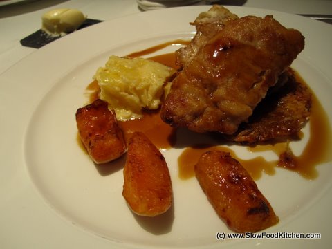 Wing of pheasant with potato pancake and pumpkin