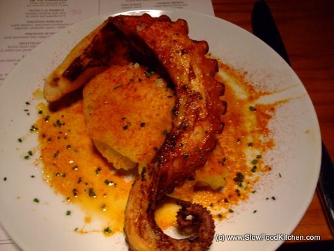 Octopus tentacle with olive oil mash and paprika