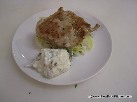 Pan fried Medallions of Pork with TOTAL Greek Yoghurt Gribiche and Fennel 
