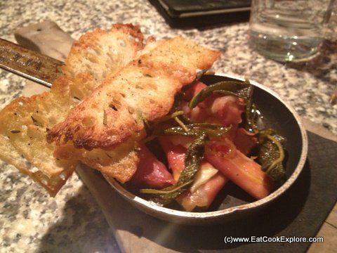 Fagottini Di Formaggio: Smoked Scamorza cheese wrapped in Parma ham with sage butter & warm focaccia Pontis Italian Oxford Circus Smoked Scamorza cheese