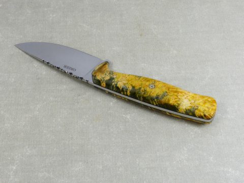 Hunting Knife showing tang liners and filework