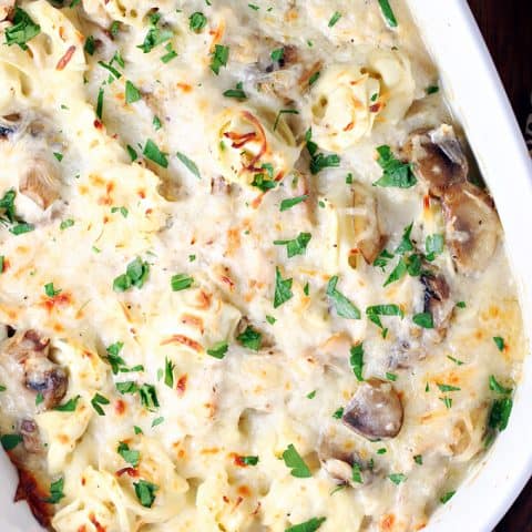 Chicken Mushroom Tortellini Bake