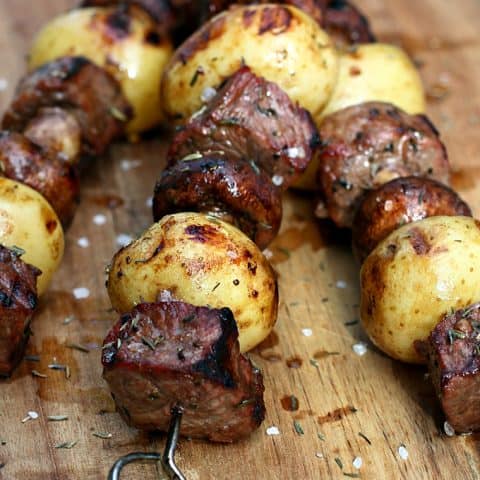 Grilled Steak Potato Mushroom Kabobs