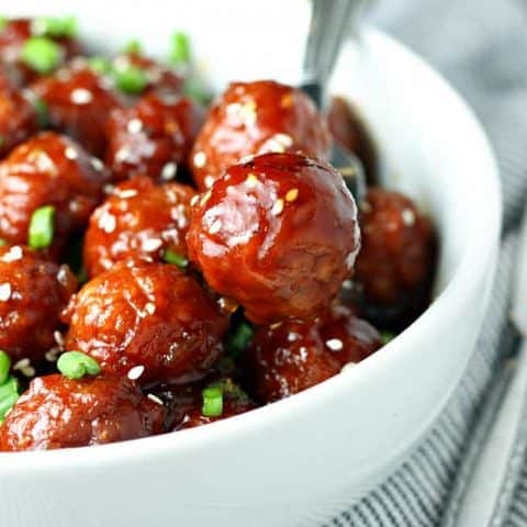 Slow Cooker Peach Glazed Meatballs