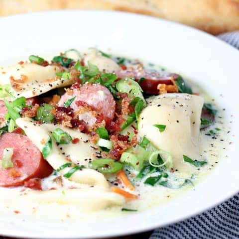 Sausage and Pierogi Soup