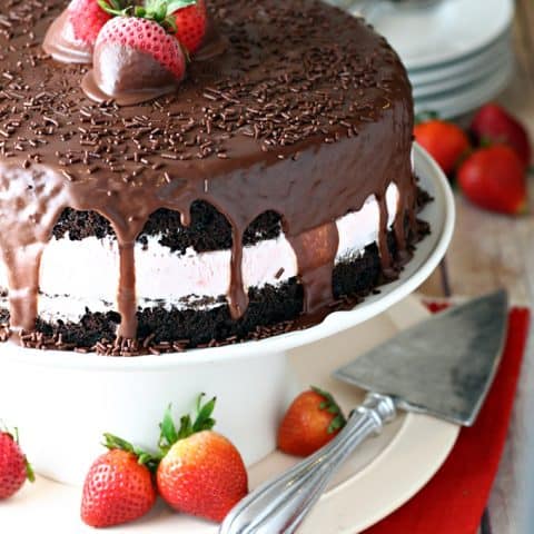Chocolate Covered Strawberry Ice Cream Cake