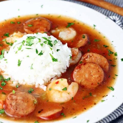 Slow Cooker Sausage and Shrimp Gumbo