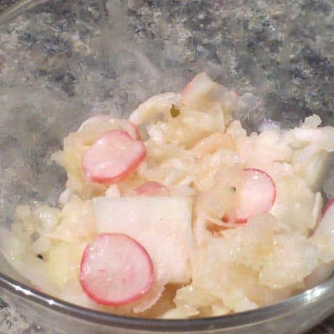 Kohlrabi Slaw with Pear and Radishes