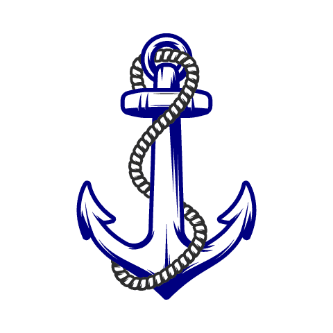 Gedeelte van het YachtMates-logo, met een afbeelding van een anker