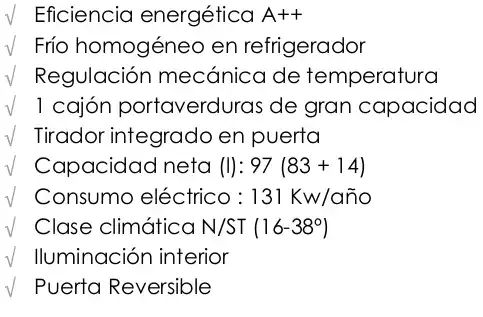Etiqueta energética frigo una puerta