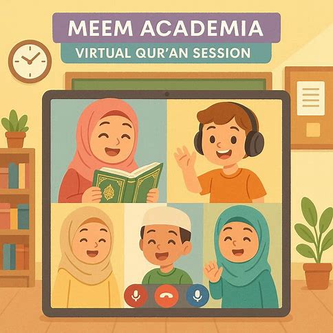 cheerful classroom screenshot of Meem Academia’s virtual Qur’an session.