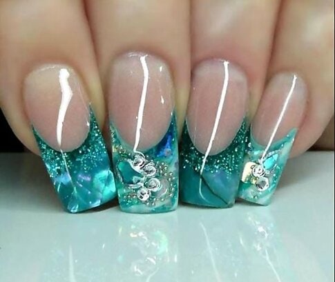 aqua french nail