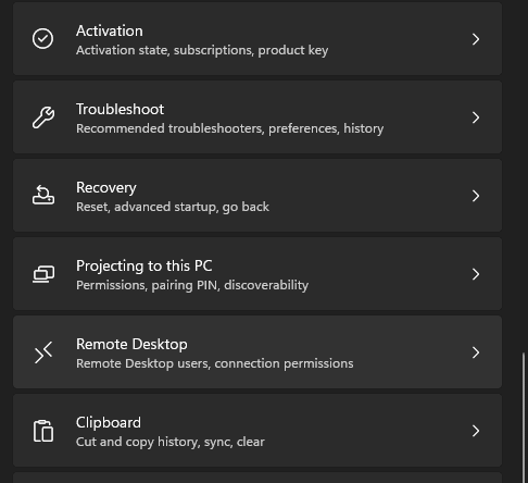finding remote desktop settings in windows 11