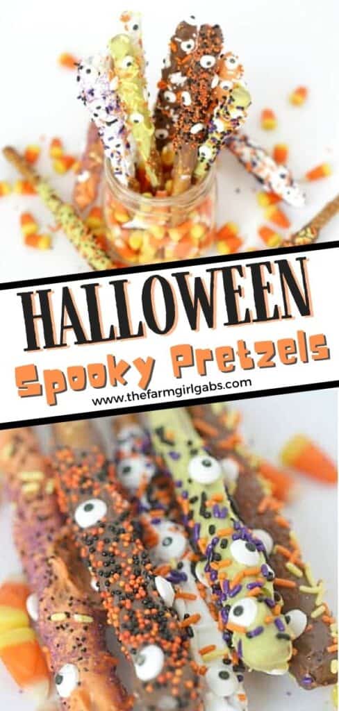 It's all treats and no tricks this Halloween. Scare up some spooky fun at Halloween with these Eye Of Newt Halloween Pretzels. This easy chocolate covered pretzel recipe is fun to decorate for Halloween. These Halloween treats are perfect to share for classroom party idea or enjoy with family and friends. No fancy ingredients are needed for this easy Halloween snack.