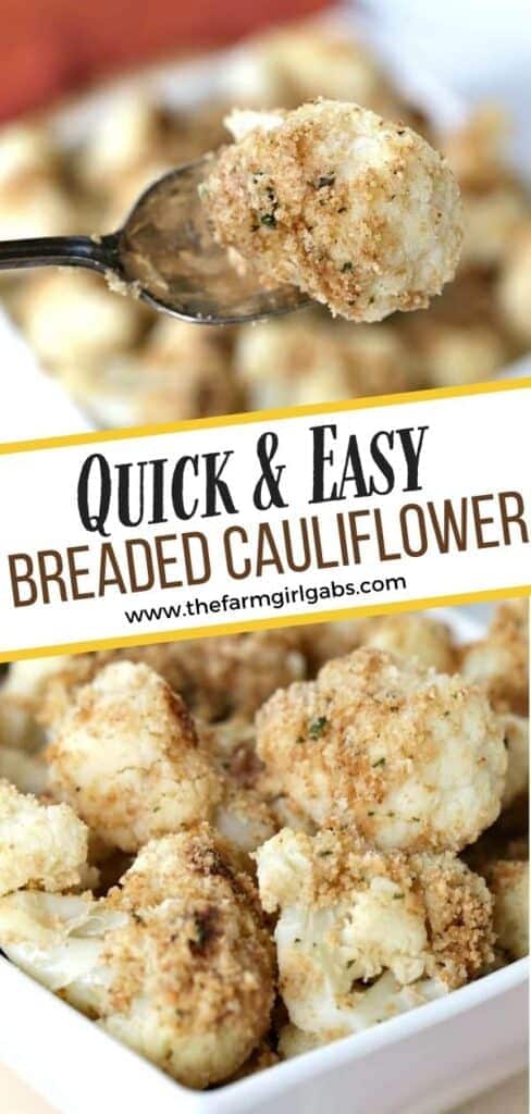 This Easy Breaded Cauliflower is the perfect side dish for any occasion. It's the perfect addition to your holiday menu. This easy vegetable side dish is crispy, buttery and so delicious. It makes the perfect Thanksgiving side dish too. Try this easy cauliflower recipe for your family.