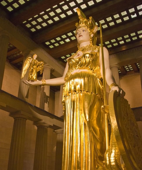 A replica of Athena's sculpture