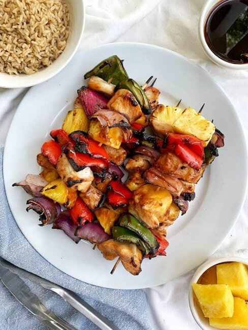 Grilled Pineapple Teriyaki Chicken Kebabs