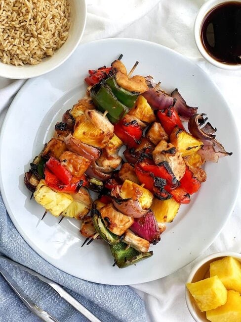 Grilled Pineapple Teriyaki Chicken Kebabs