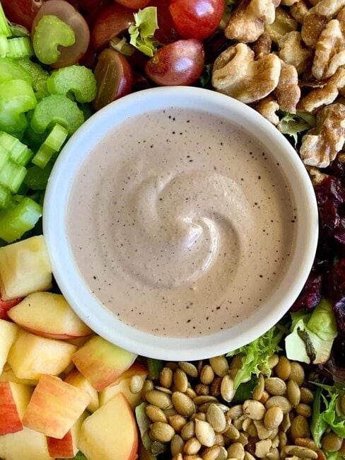 Simple Harvest Salad with a Vegan and Gluten-Free Creamy Walnut Vinaigrette