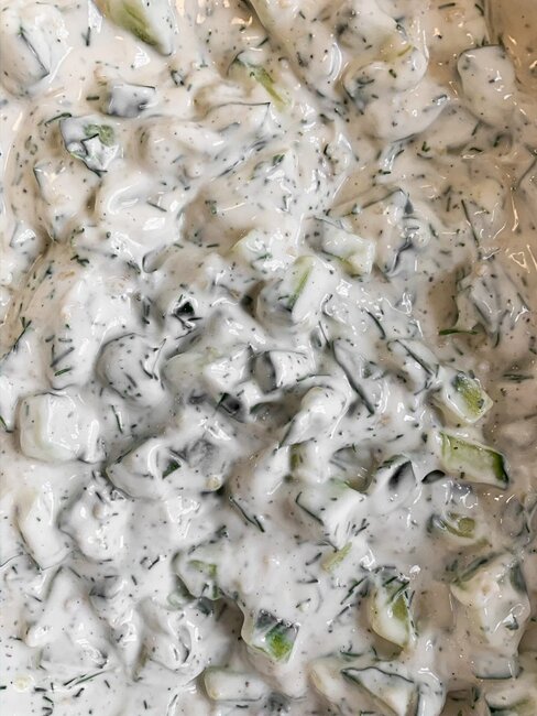 Close-up of tzatziki sauce