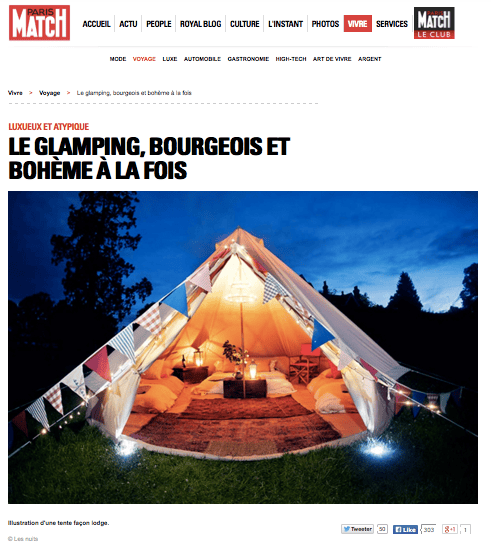 Paris Match article Glamping