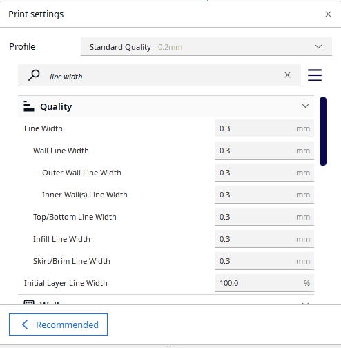 cura finding line width setting