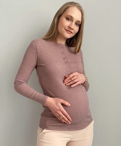 Кофейный лонгслив для беременных и кормящих мам Basic