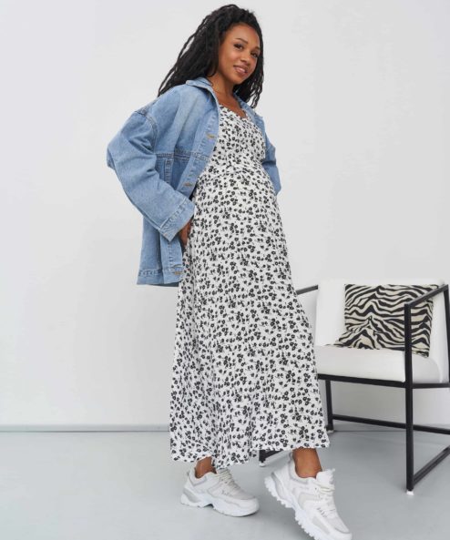 Белое платье для будущих и кормящих мам Ameli