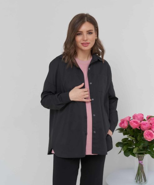 Черная рубашка для беременных Florance