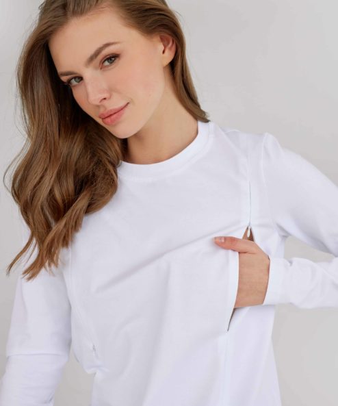Alternative view of Белый лонгслив для будущих и кормящих мам Simple