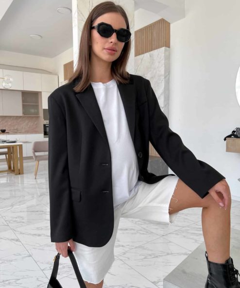 Alternative view of Черный однобортный жакет свободного кроя Bono