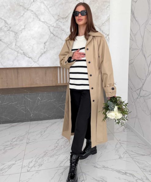 Alternative view of Бежевый тренч свободного кроя для беременных и кормящих Marilyn