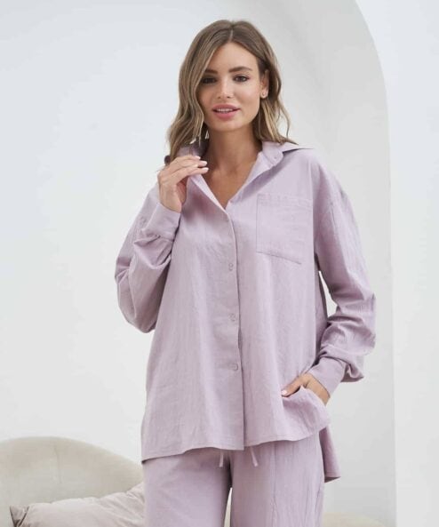Лиловая рубашка для будущих и кормящих мам Breeze