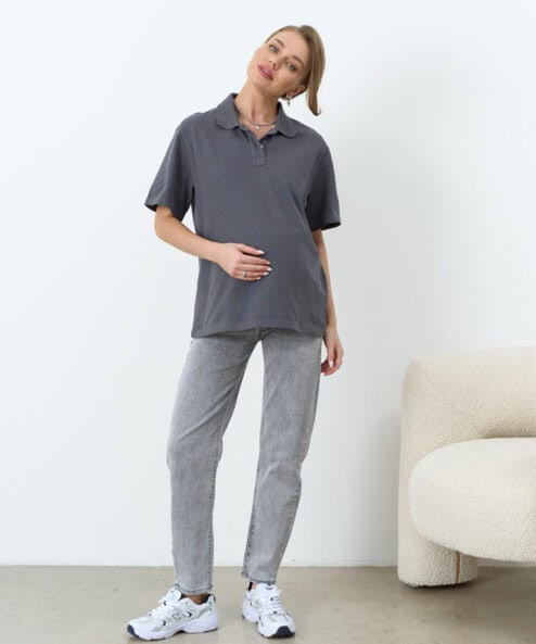 Серые джинсы moms для будущих мам Siam