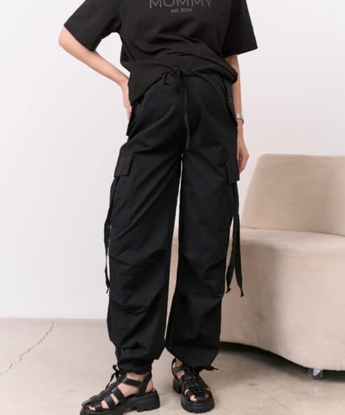 Alternative view of Черные брюки-карго для будущих и кормящих мам Billy