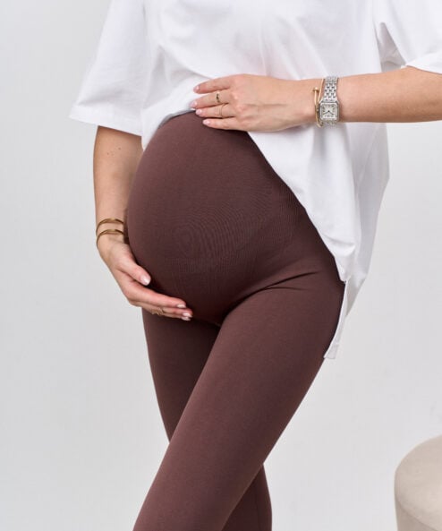 Alternative view of Бесшовные шоколадные леггинсы для беременных Tabata