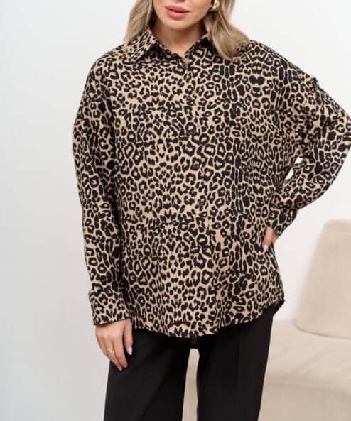 Alternative view of Оверсайз-рубашка с лео-принтом Jungle