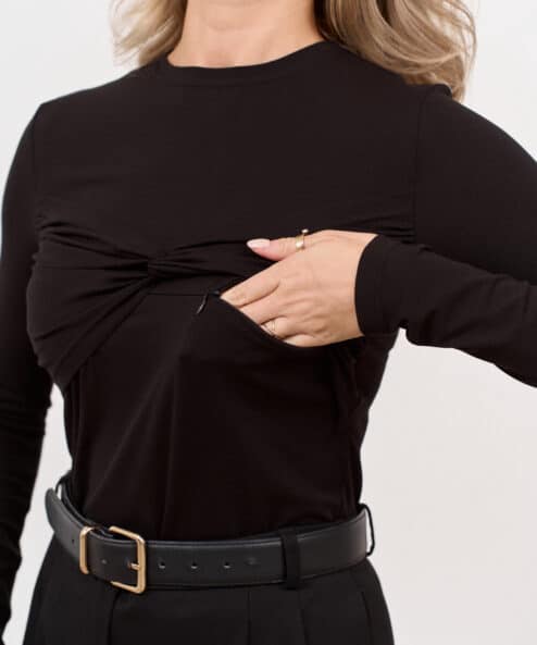 Alternative view of Черный лонгслив для будущих и кормящих мам Soul