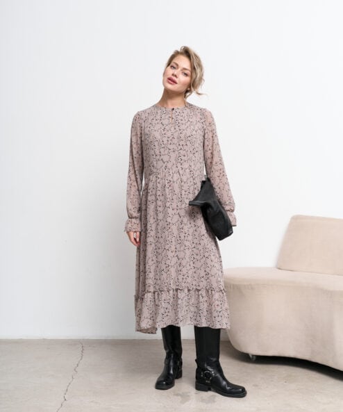 Кофейное платье с принтом для будущих и кормящих мам Valencia