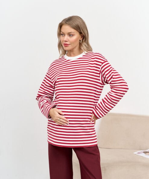 Брусничная тельняшка для будущих и кормящих мам Marina New